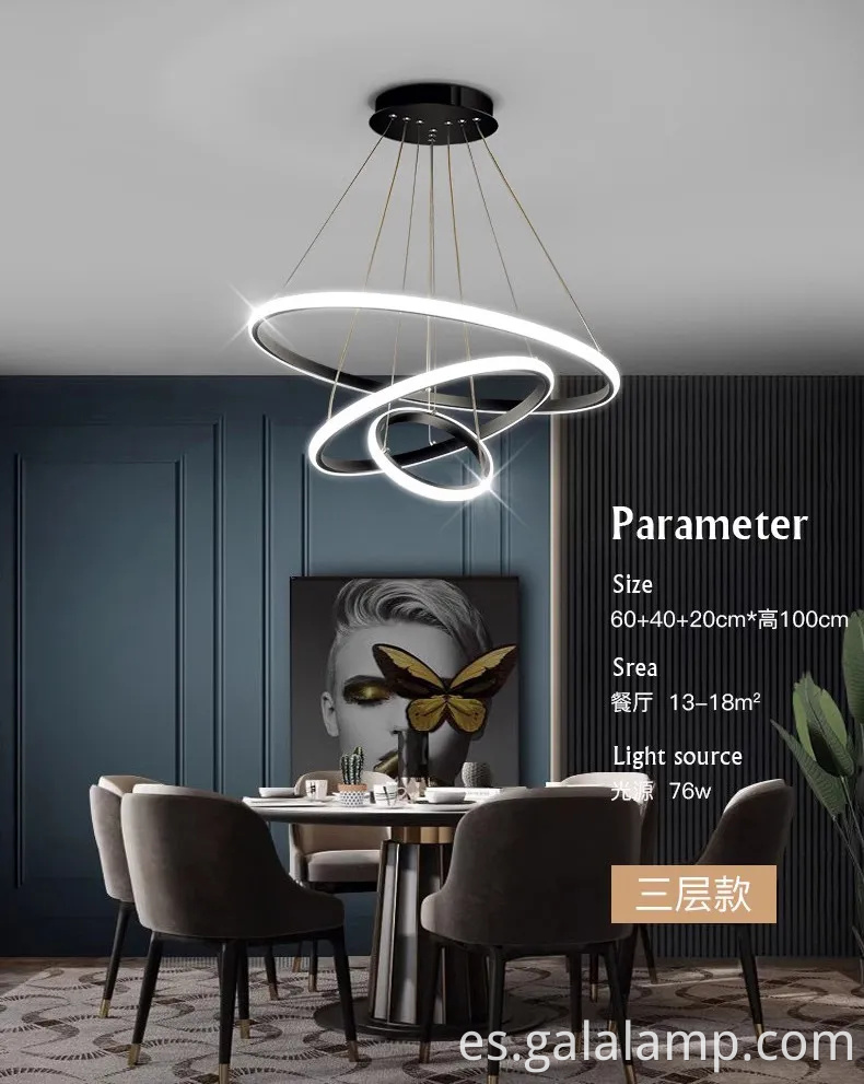 Luz colgante de anillo de círculo decorativo de lujo para sala de estar moderna